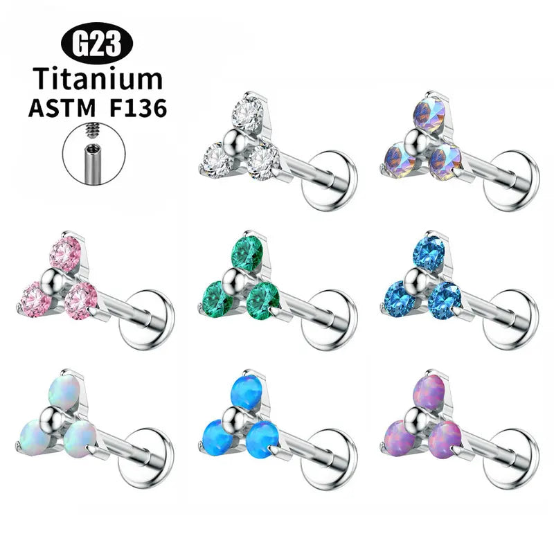 Titanium Lip & Cartilage Piercing Jewelry 16G Opal Zircon Tragus Earrings
