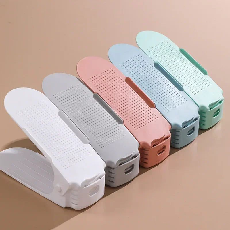 Adjustable 10-Piece Shoe Organizer Slots Space Saver Double Deck Shoe Rack for Closet
