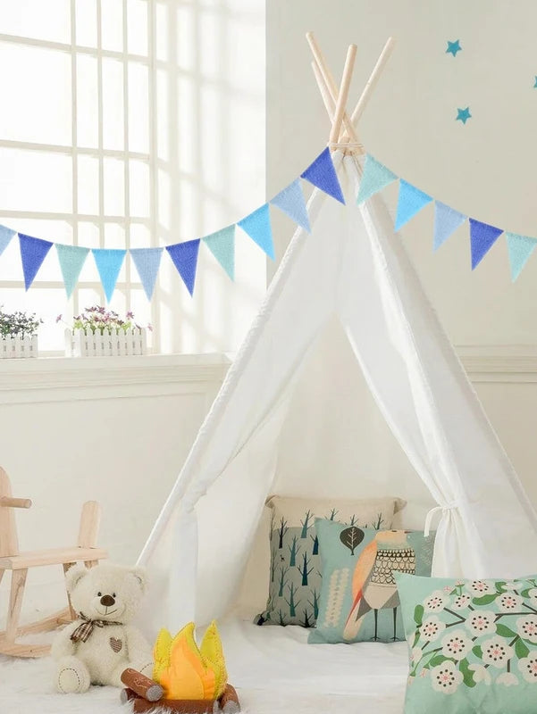 Blue Burlap Pennant Banner - Outdoor Hanging Decor for Party & Events