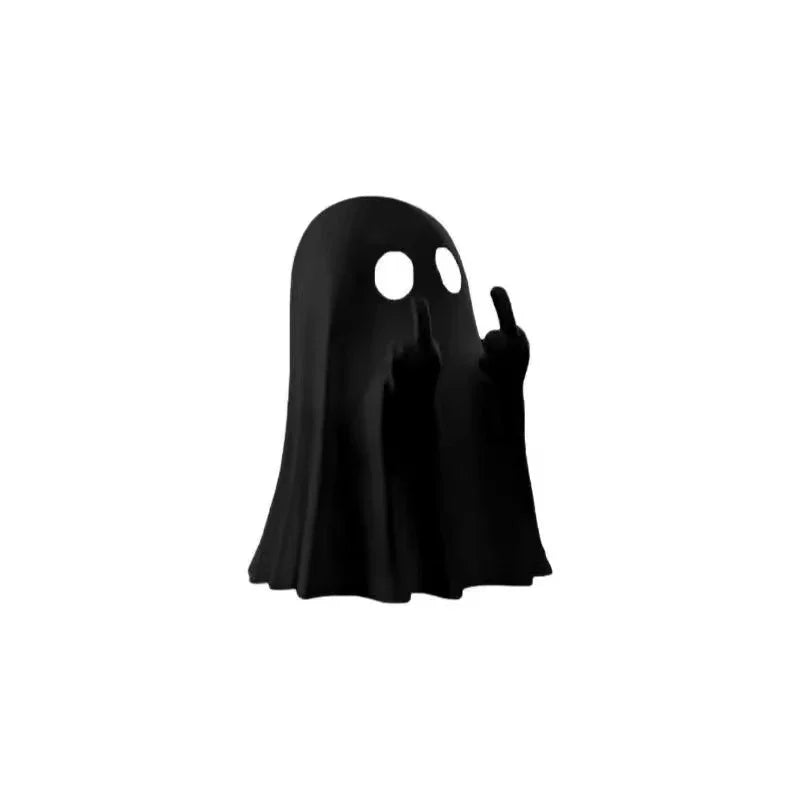 Funny Halloween Ghost Statue with Middle Finger Ornament - Small Home Decor