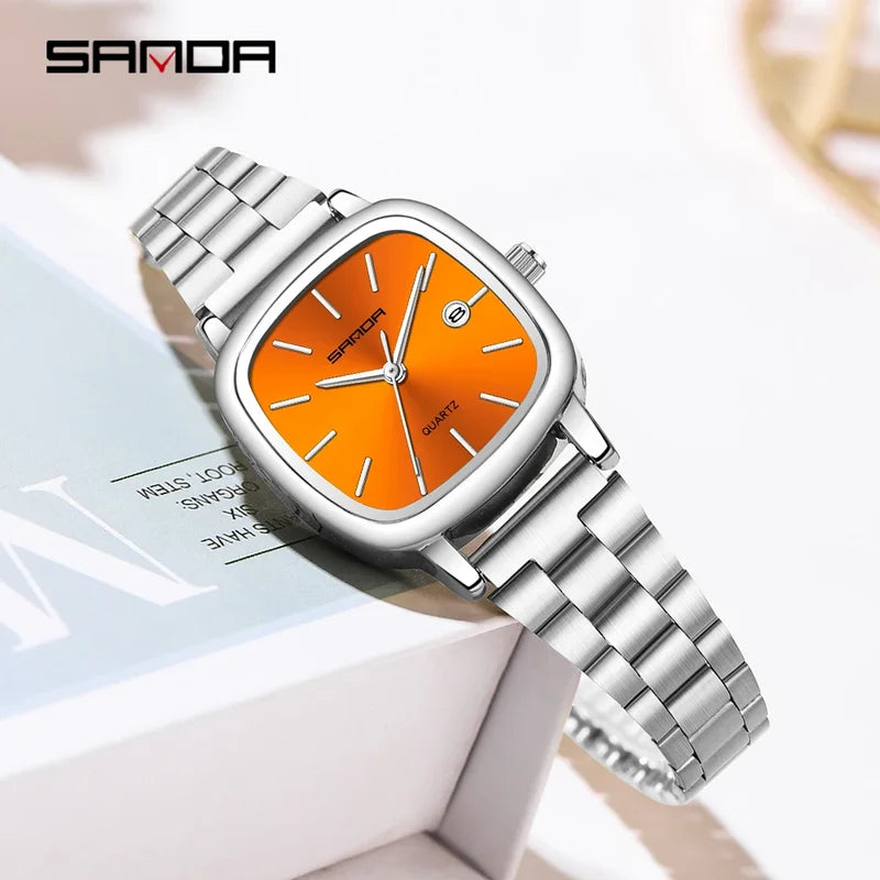 Couple Quartz Watch Set Men & Women's Square Dial Waterproof Calendar Elegant