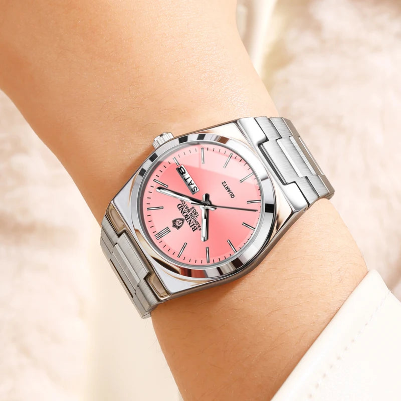 Luxury Women's Quartz Watch Waterproof Luminous Auto Date & Week Display