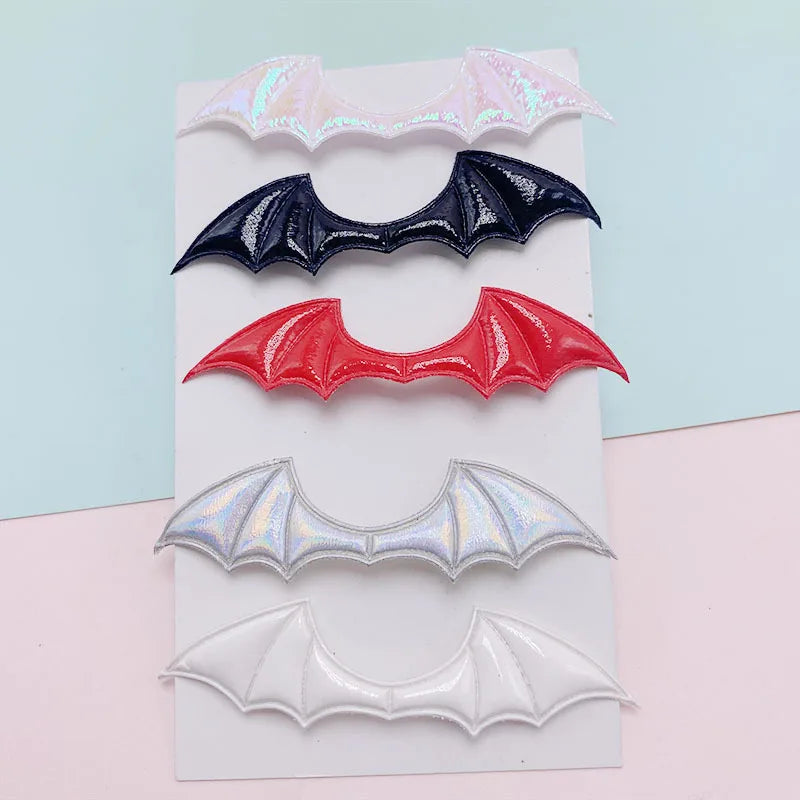 Halloween Demon Bat Wings Padded Leather Fabric Appliques for DIY Costume Accessories