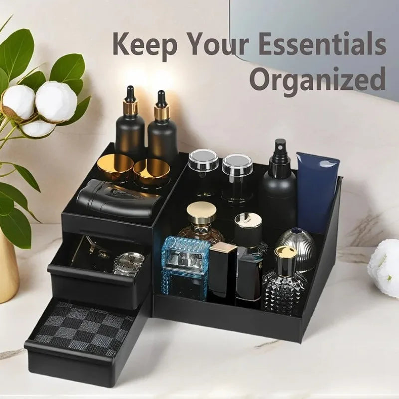 Men's Cologne & Perfume Organizer Stand with Drawers - Bathroom & Dresser Storage