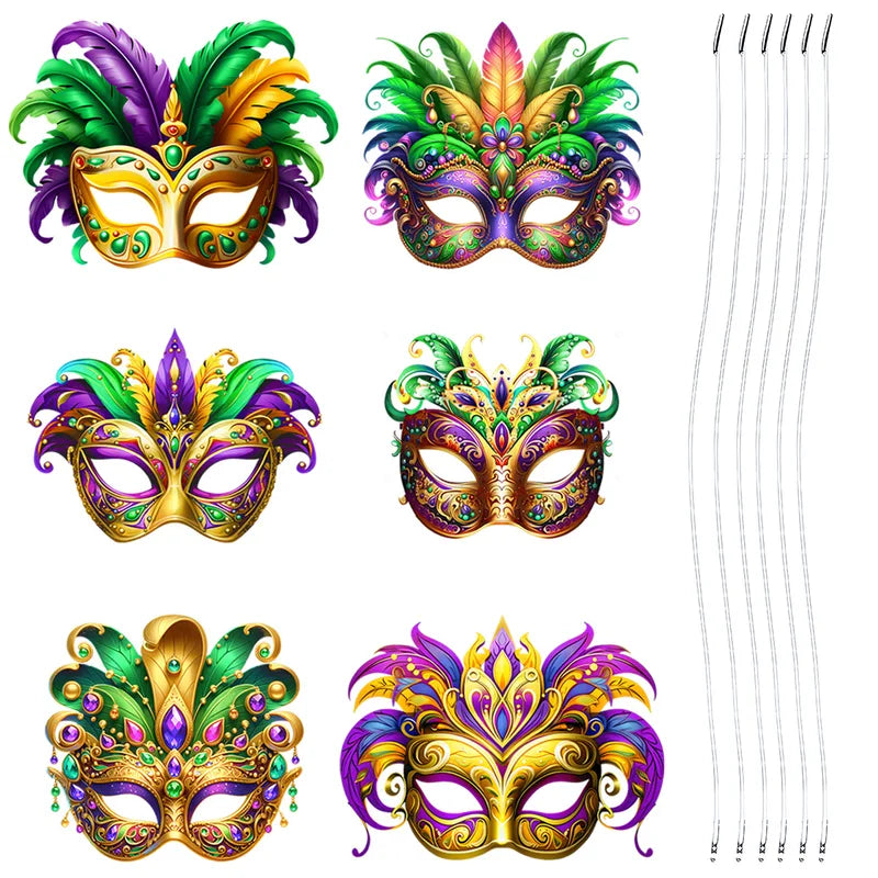 6-Piece Carnival Party Masks for Weddings, Holidays & DIY Decorations
