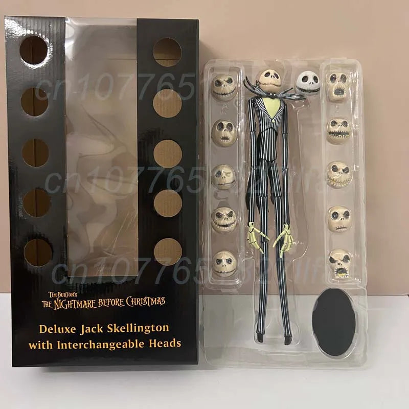 Nightmare Before Christmas Jack Skellington Action Figure with 12 Face Variants - Collectible Model Toy, Christmas Gift