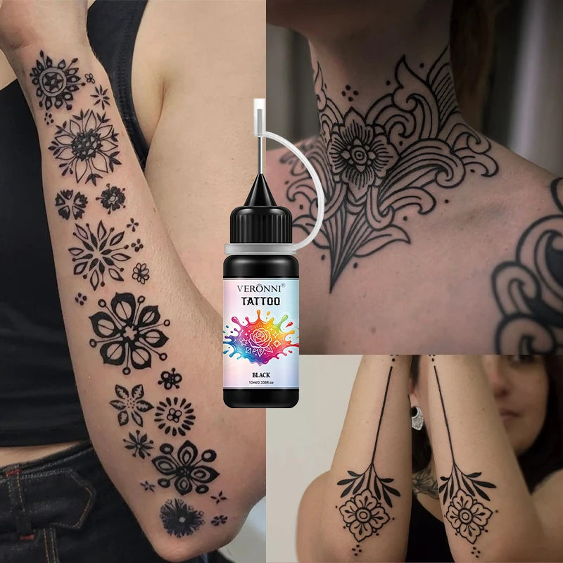 2PCS Temporary Tattoo Ink Kit with 120 Stencils - Waterproof Body Art Set