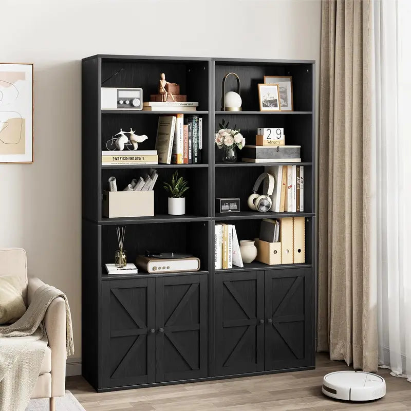 Farmhouse Wooden Display & Storage Cabinet with Barn Doors - 71.4 Inch
