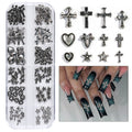Retro Nail Art Jewelry Cross Spider Heart Pattern DIY Nail Decoration Accessories