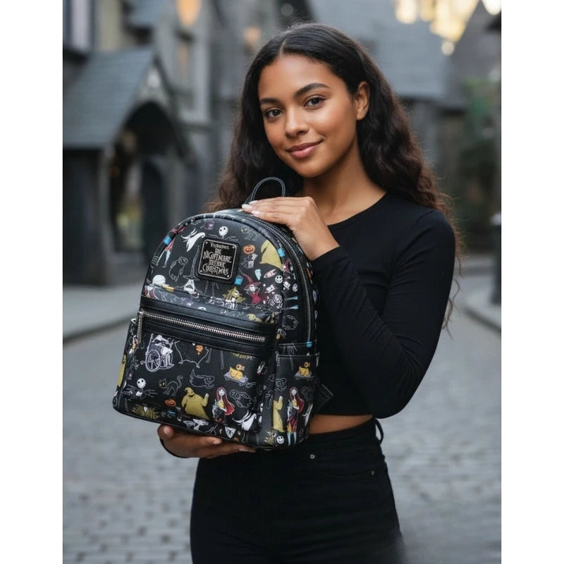 Nightmare Before Christmas Mini Backpack PU Leather Fashion Bag for Women Christmas Gifts