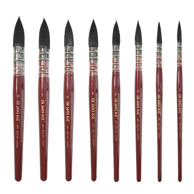 Professional Watercolor Paint Brush Set - Wooden Handles for Artists