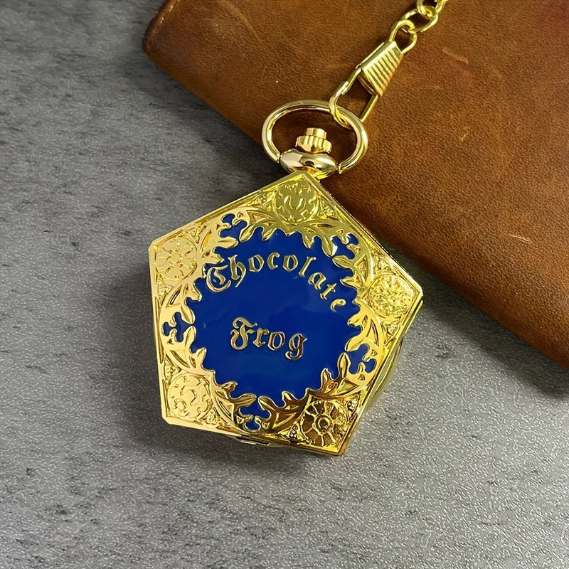 Personalized Fashion College Style Pentagonal Gold Blue Quartz Pendant Watch for Boys & Students