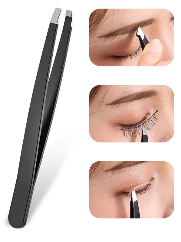 Stainless Steel Eyebrow Tweezers Professional Facial Hair Removal & Shaping Tool Kit