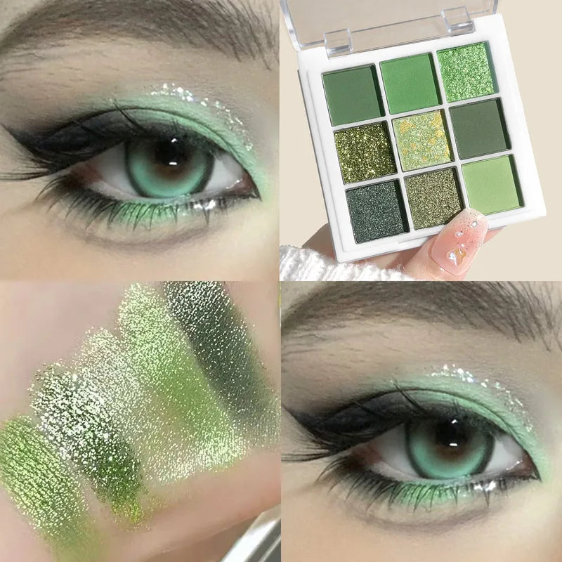 9-Color Glitter Eyeshadow Palette Waterproof Shimmer & Matte Eye Makeup