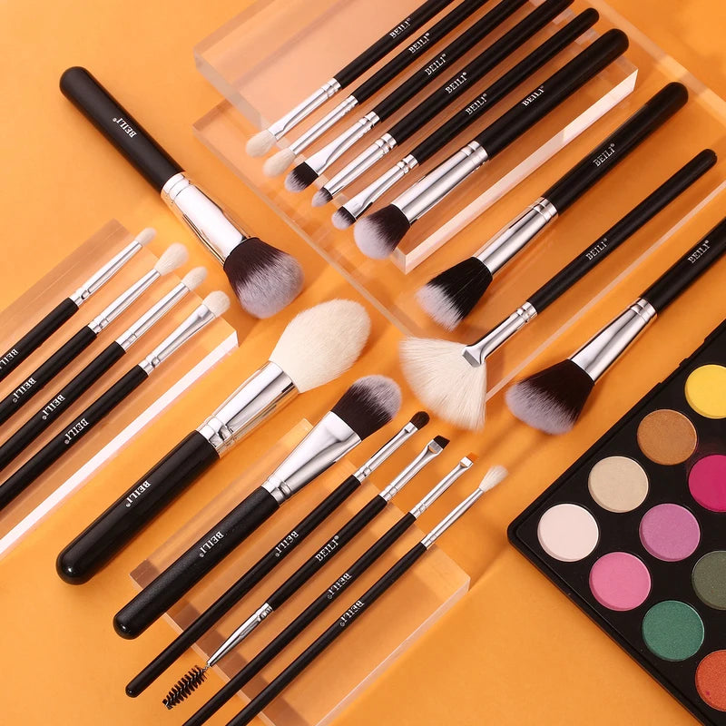 Professional Makeup Brush Set with Natural Goat Hair - 30PCS for Face & Eyes