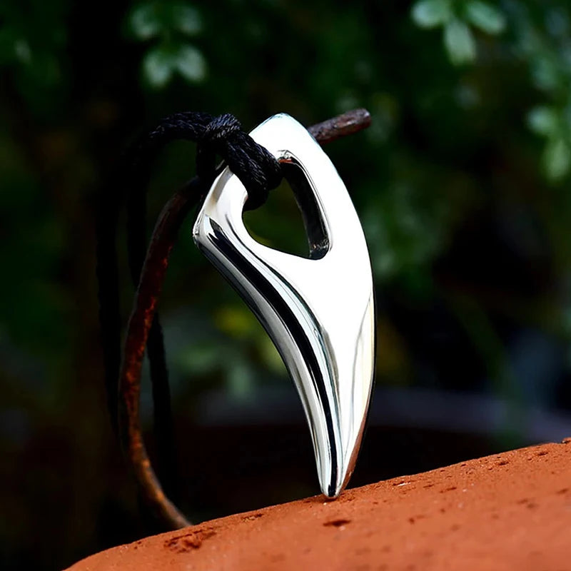 Viking Wolf Tooth Pendant Necklace with Stainless Steel Chain - Rock Hip Hop Jewelry