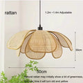 Retro Hand-Woven Rattan Petal Chandelier for Dining & Bedroom - Artistic Lighting Fixture