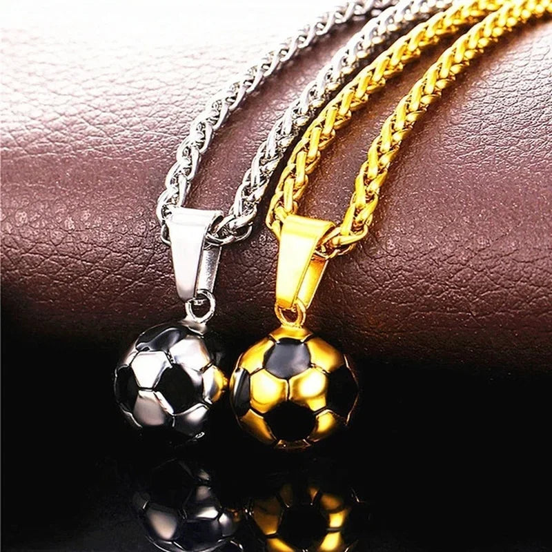 Football Necklace with Stainless Steel Chain - Boy's Gift, Men's Jewelry