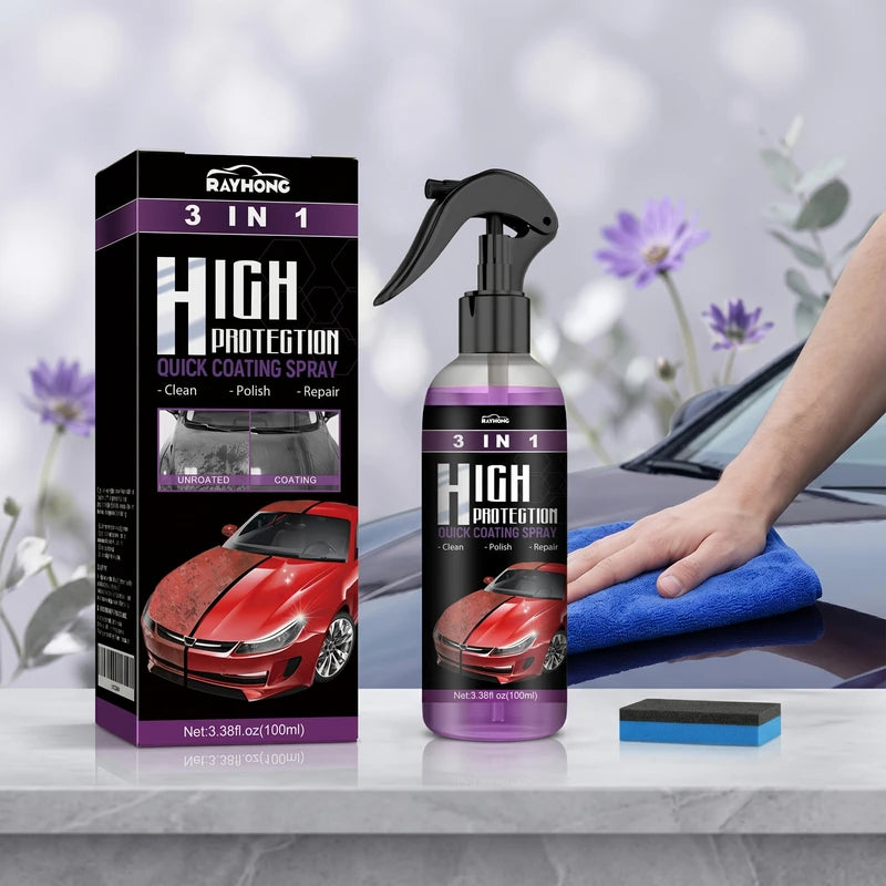 3-in-1 Car Coating Spray for Scratch Repair Oil Stain Removal & Gloss Restoration