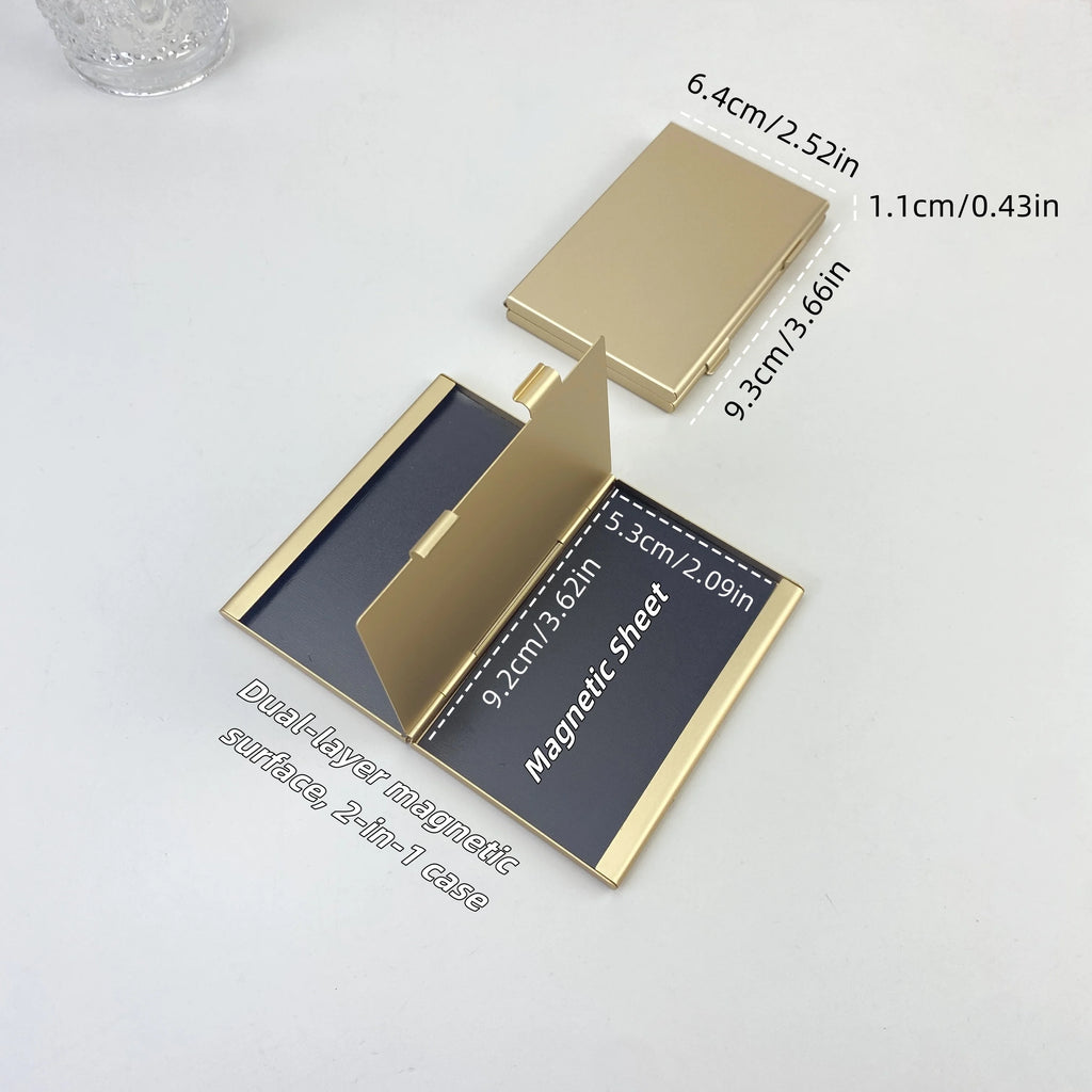 Ultra-Thin Aluminum Magnetic Dual-Layer Makeup Storage Case Refillable Compact