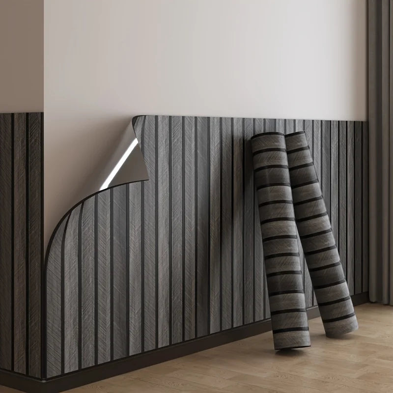 Self-Adhesive Wood Grain Wall Tiles Roll for Kitchen Bathroom Living Room Decor Waterproof