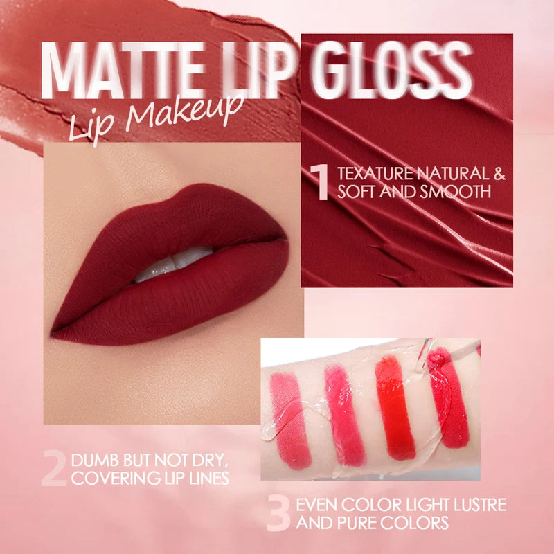 Long Lasting Matte Lip Gloss - Waterproof Velvet Lipstick & Lip Stain Set