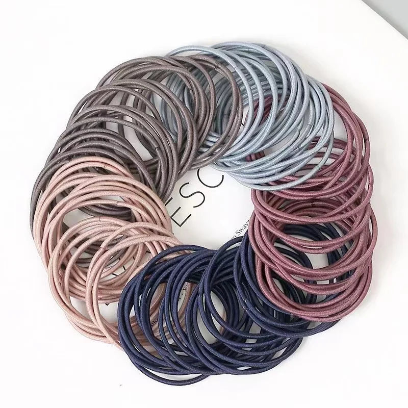 100PCS Unisex Nylon Elastic Hair Bands - Ponytail Scrunchies & Headbands