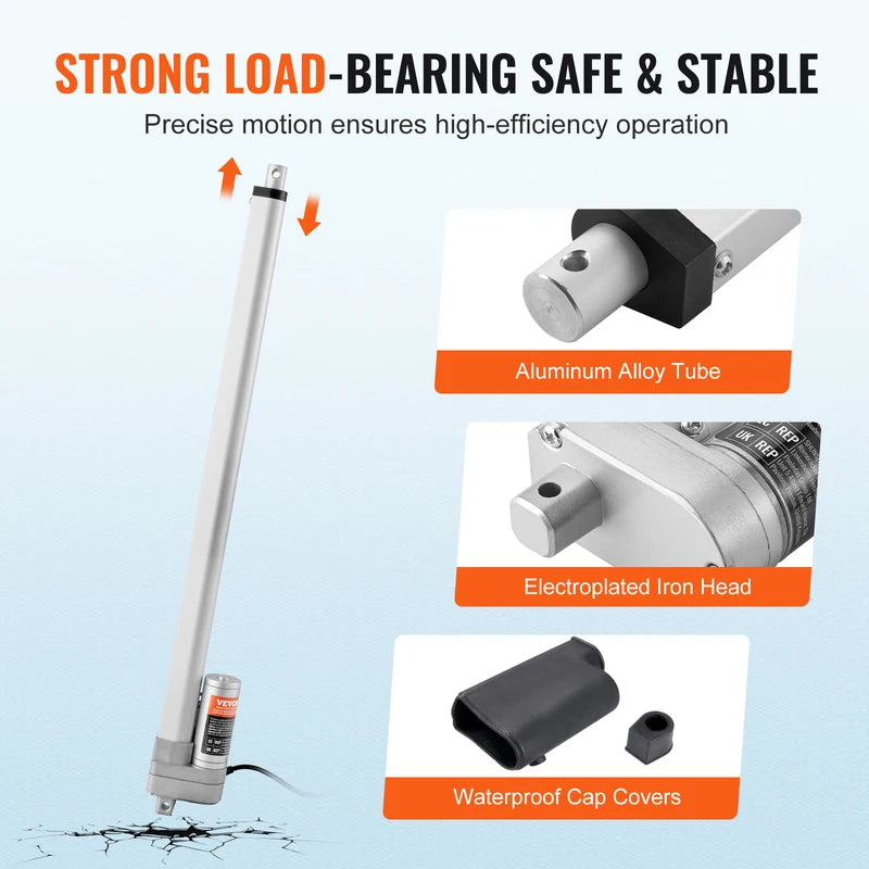 12V Linear Actuator 3000N 500mm Waterproof IP65 for Outdoor Automation