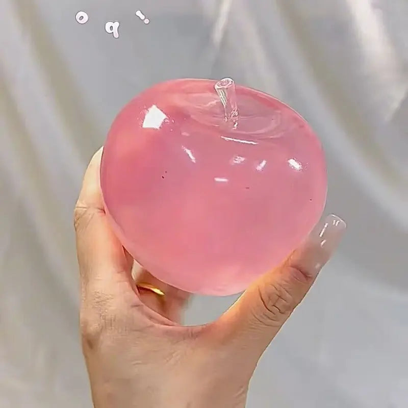 Sensory Fidget Toy Apple Maltose Squishy Decompression Toy for Relaxation - Green Pink