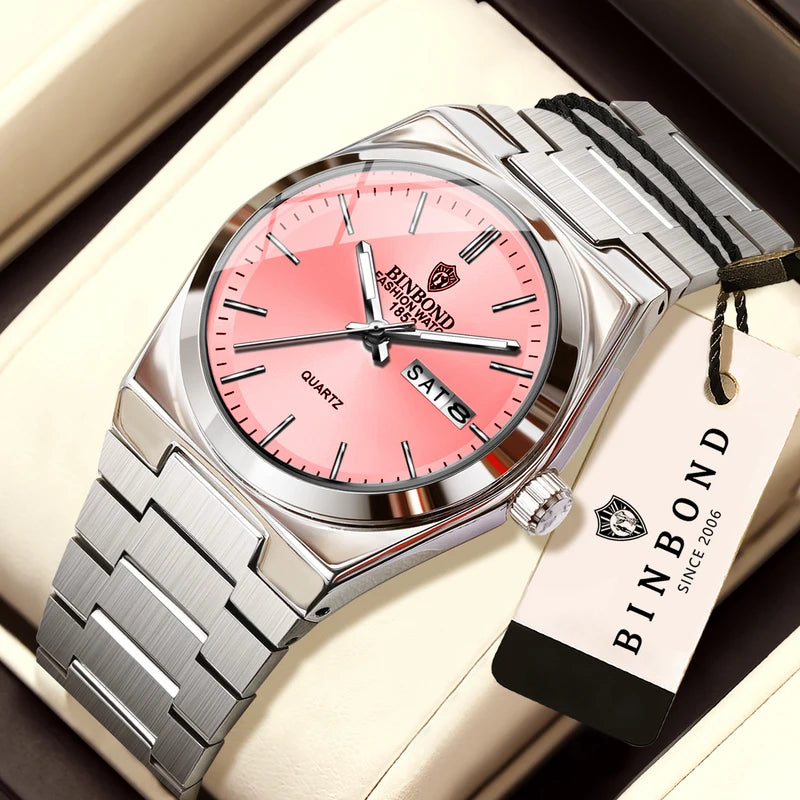 Luxury Women's Quartz Watch Waterproof Luminous Auto Date & Week Display