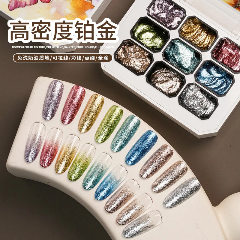 Galaxy Starburst Glitter Gel Nail Polish Set - 9 Colors, Semi-Permanent UV/LED