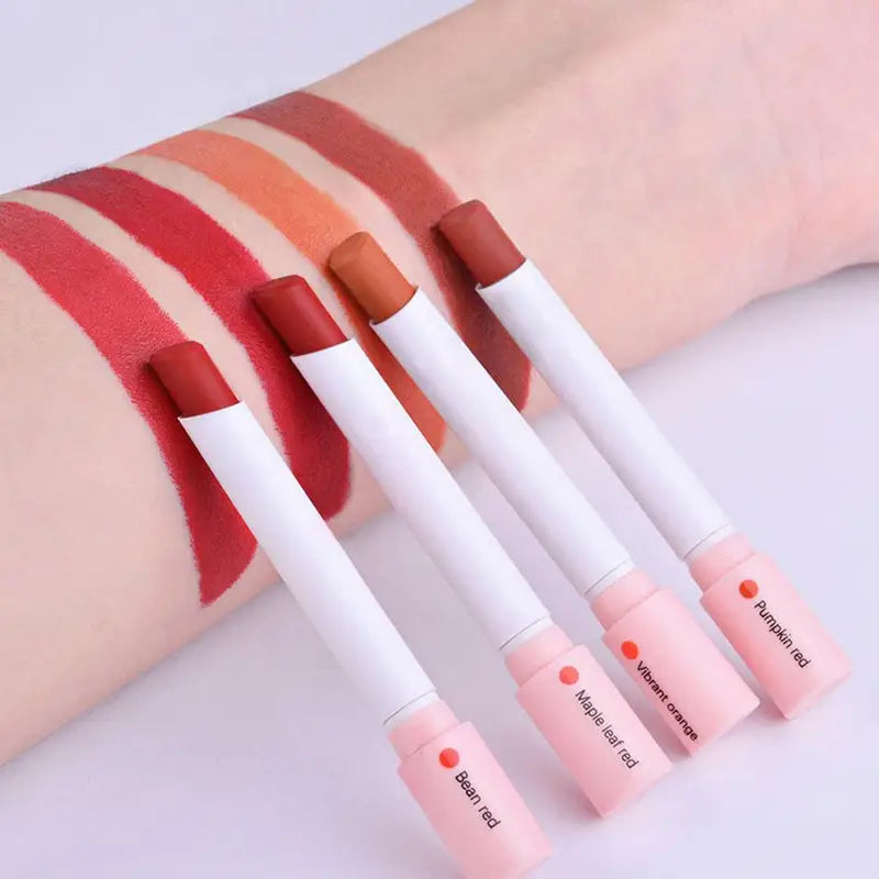 4-Piece Lipstick Set with Matte Long-Lasting Waterproof Lip Gloss in Cigarette Design