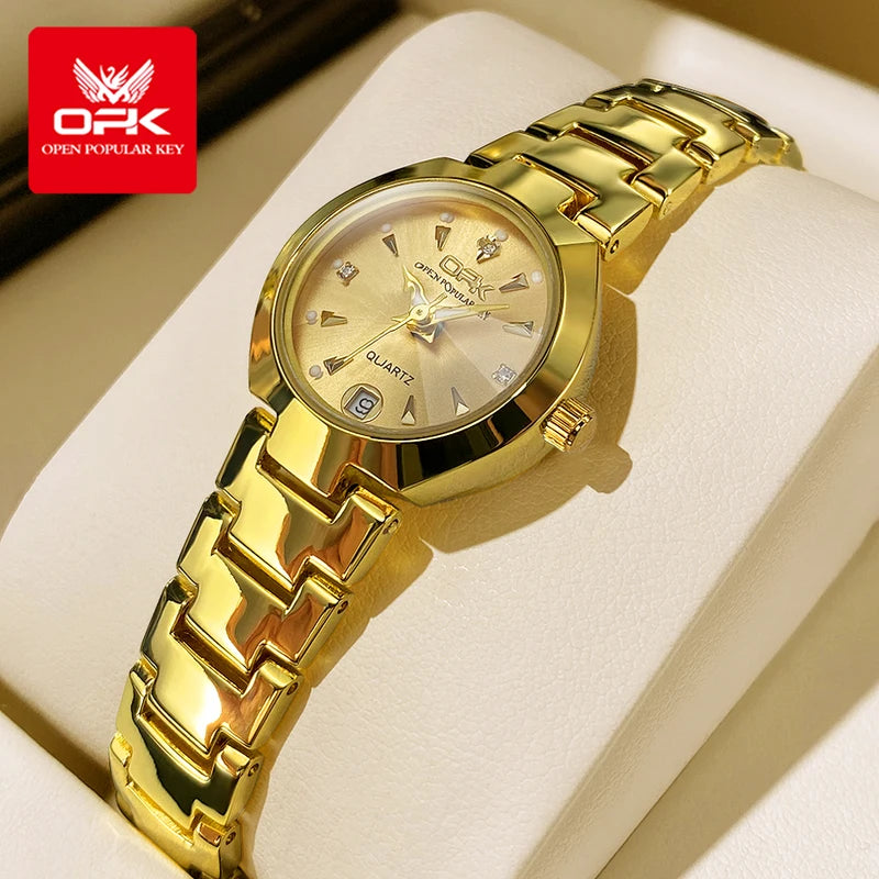 Women's Waterproof Luminous Watch with Zircon Dial and Date - Fashionable Ladies Wristwatch