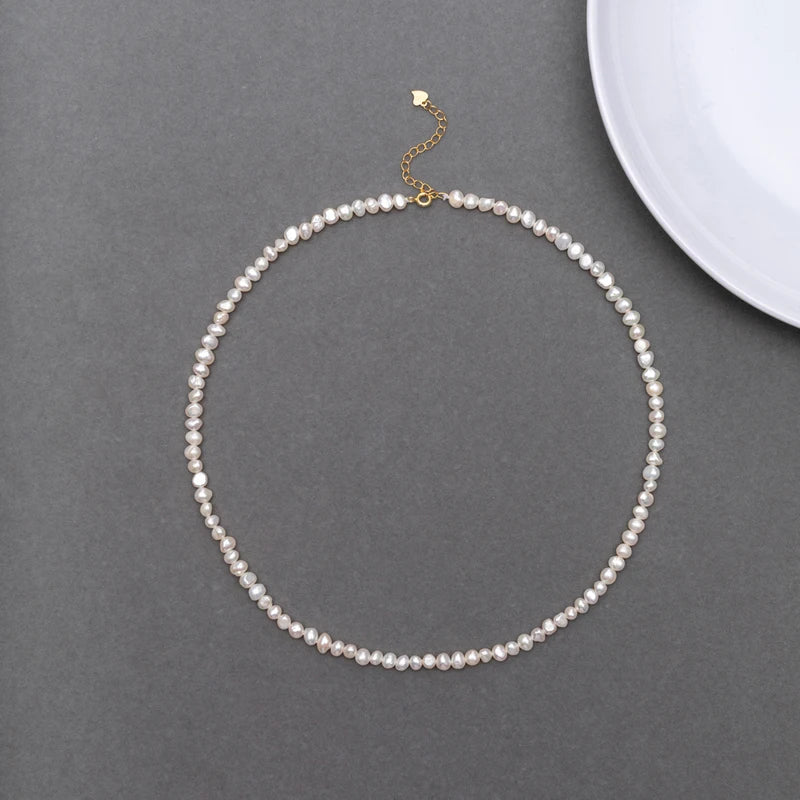 Freshwater Pearl Necklace 4-5mm Baroque with 5cm Extend Chain in Sterling Silver