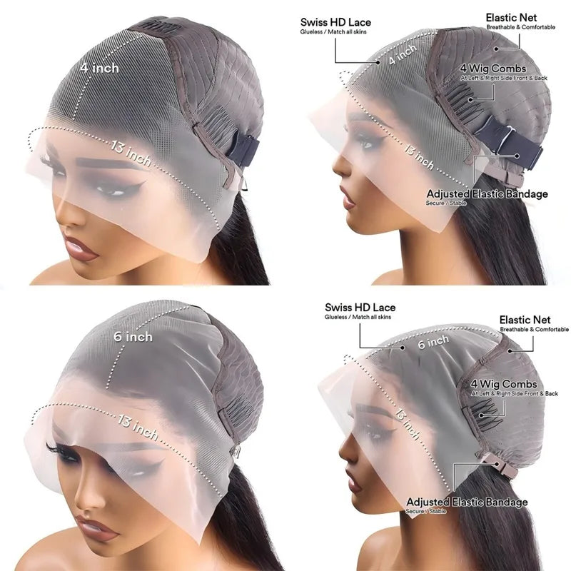 Body Wave Human Hair Wigs with HD Transparent Lace Frontal - Multiple Colors & Lengths
