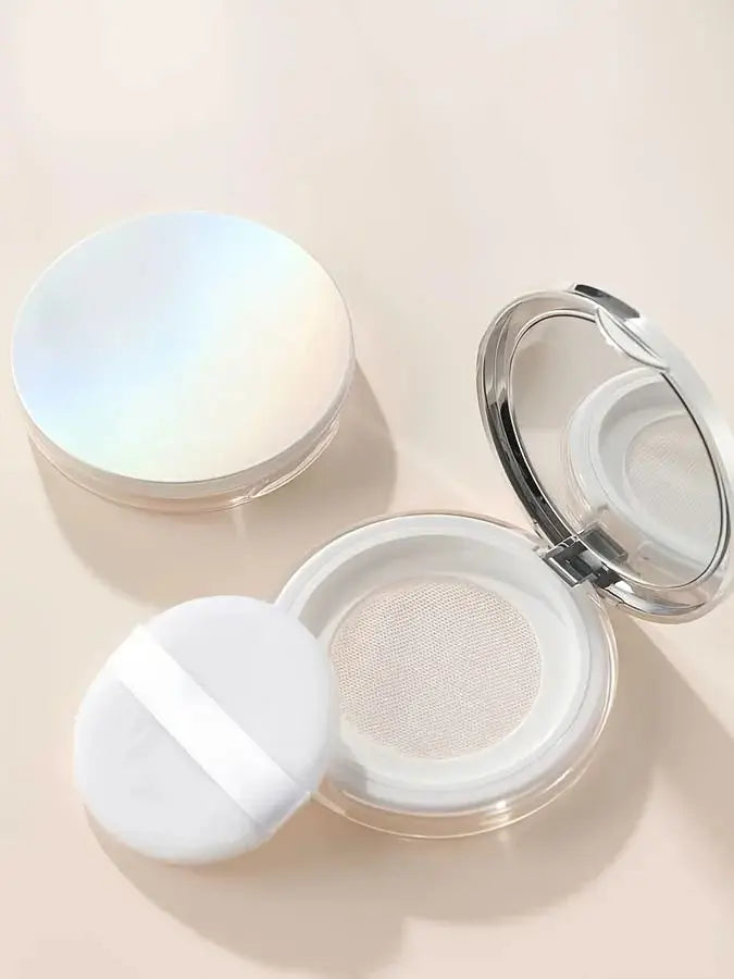 Ultra-Thin Loose Powder Compact with Mirror - Portable Makeup Storage Container