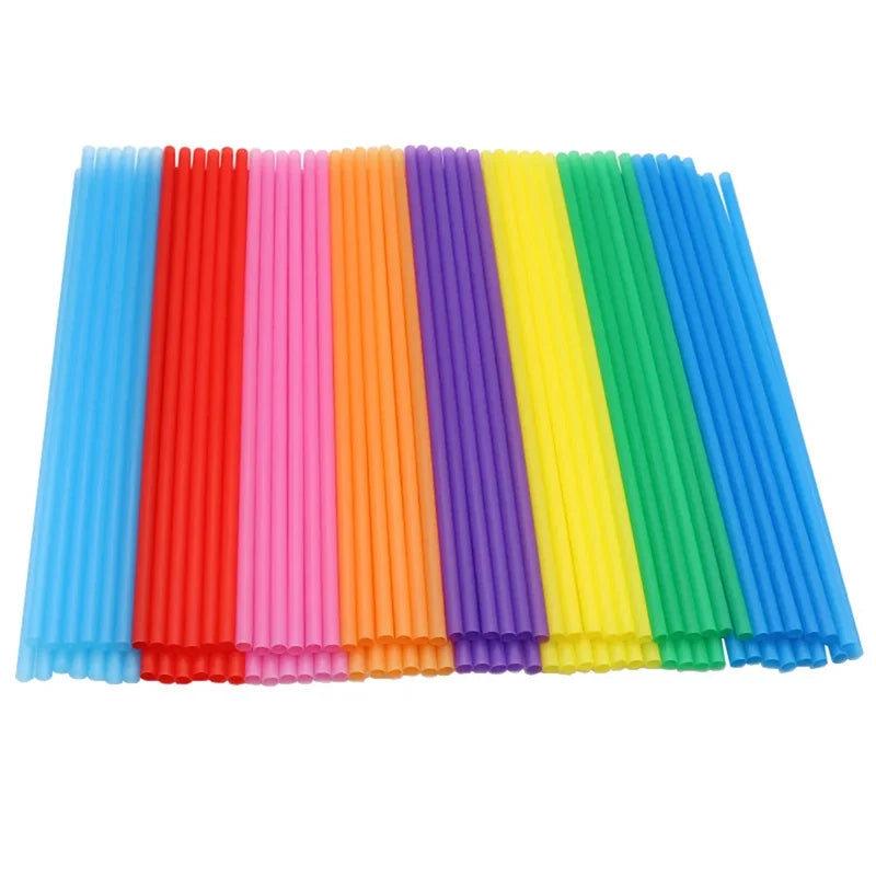 100 Pcs Colorful Reusable Plastic Drinking Straws for Parties & Events