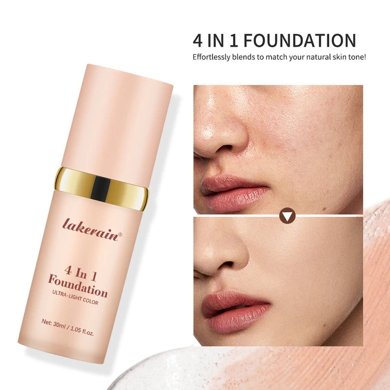 Color Changing Foundation 4-in-1 Moisturizing SPF 30+ Longwear Waterproof Makeup Base