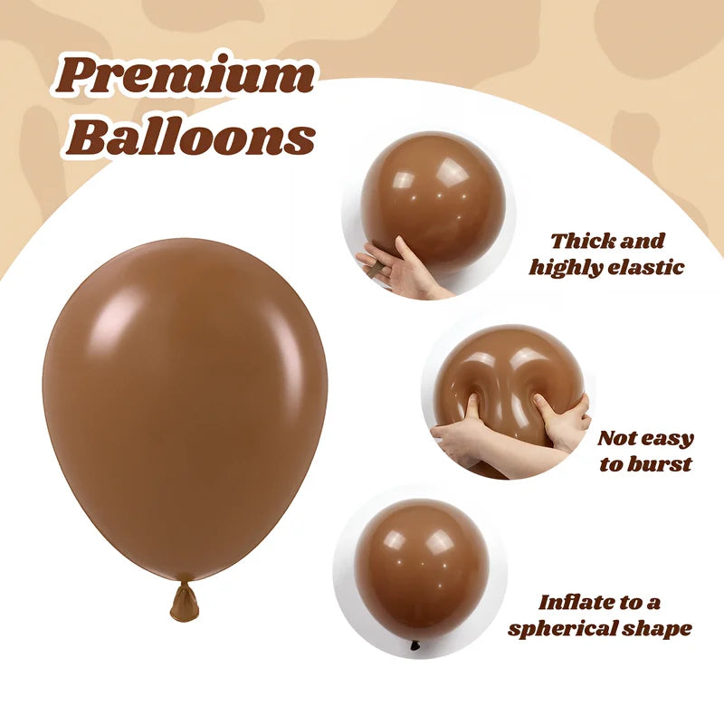 60pcs Cow Print Latex Balloons for Farm Cowboy Baby Shower Birthday Party Decor - Gold Confetti & Nude Brown