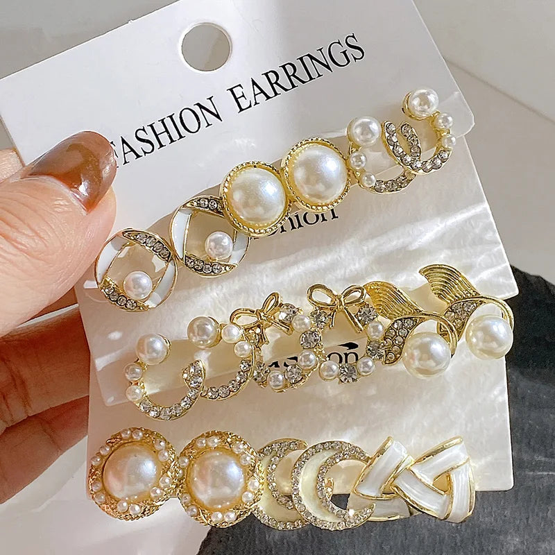Fishtail Pearl Moon Earrings for Women - Gold & Rhodium Plated Fashion Jewelry Set
