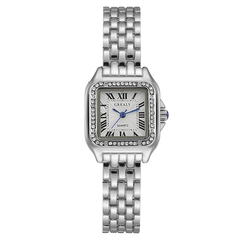 Luxury Rhinestone Women’s Square Quartz Wristwatch Fashion Ladies Dress Watch