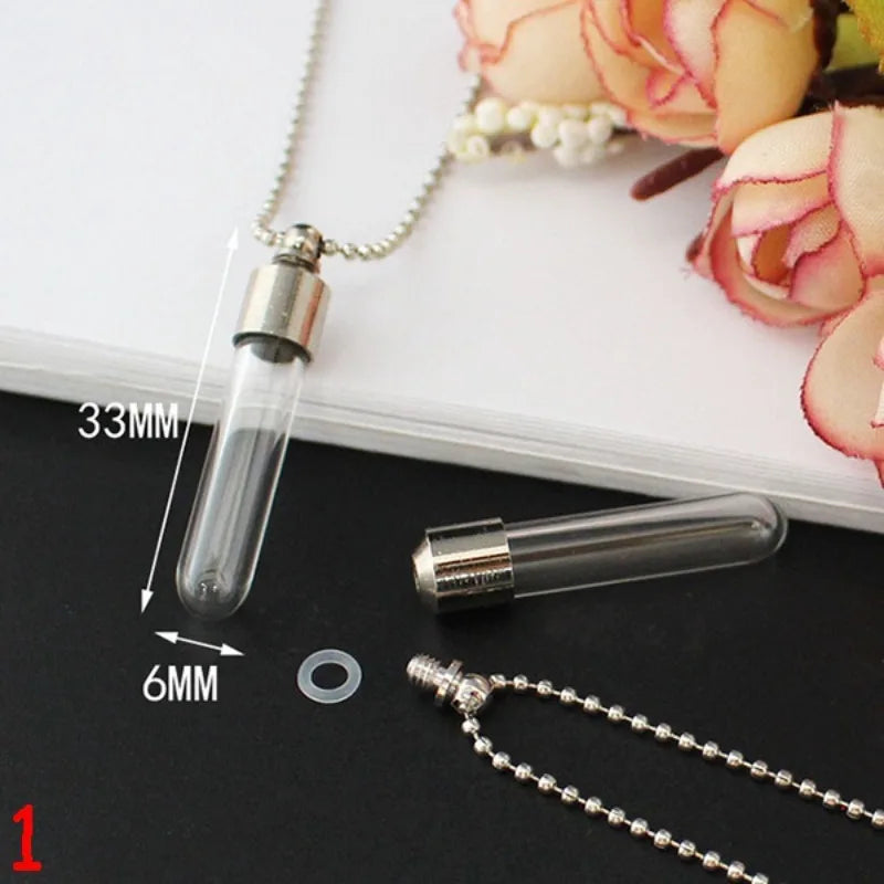 Glass Cremation Jewelry Urn Necklace for Ashes - Fillable Vial Pendant
