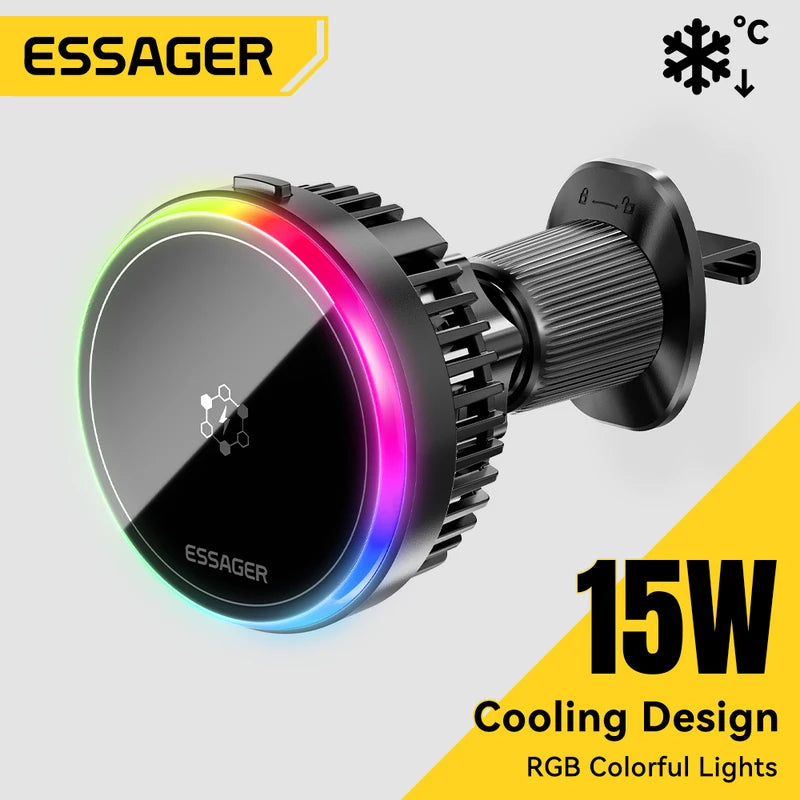 Magnetic Wireless Car Charger 15W Fast Charging for iPhone, MacSafe Compatible