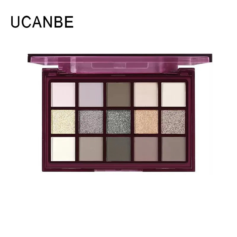 15 Shades Eyeshadow Palette - Purple Chameleon Glitter Matte Eye Makeup