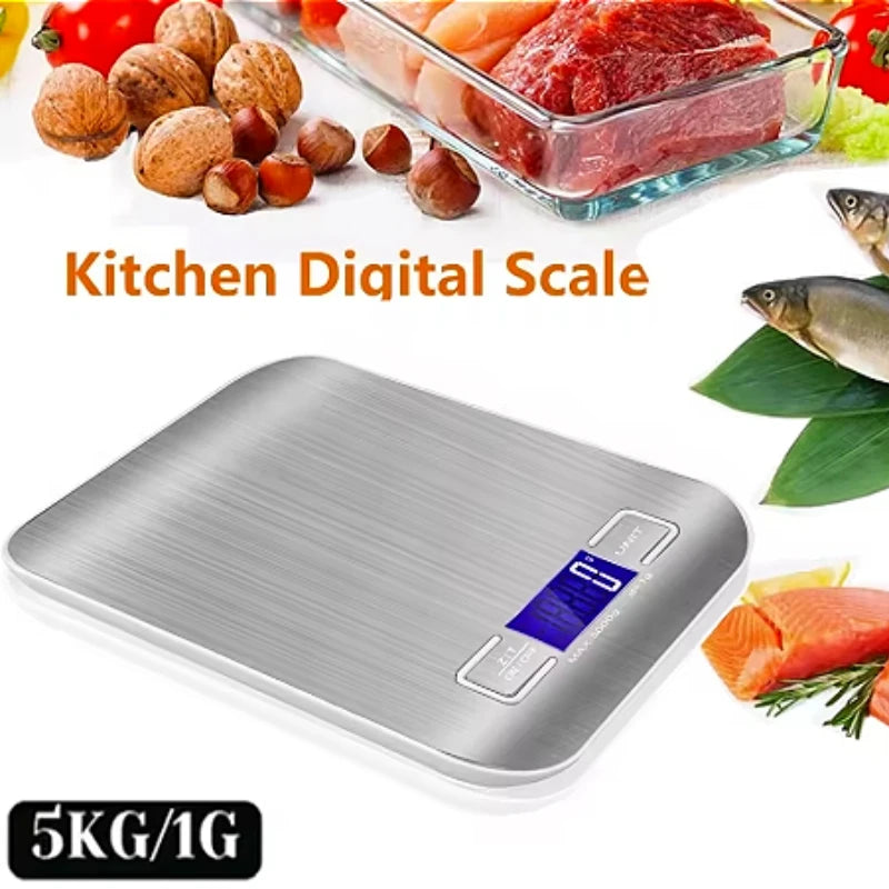 Digital Kitchen Scale 5kg/1g Stainless Steel Food Weighing & Jewelry Scale