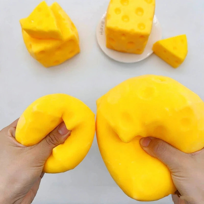 Giant Cheese Squeeze Toy - Extra Large Size Squishy Fidget Ball for Adults