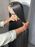 Peruvian Human Hair Wigs 32-34 Inch HD Lace Front Straight Glueless Closure for Women