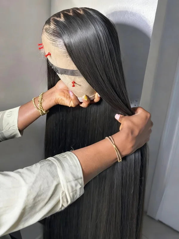 Peruvian Human Hair Wigs 32-34 Inch HD Lace Front Straight Glueless Closure for Women