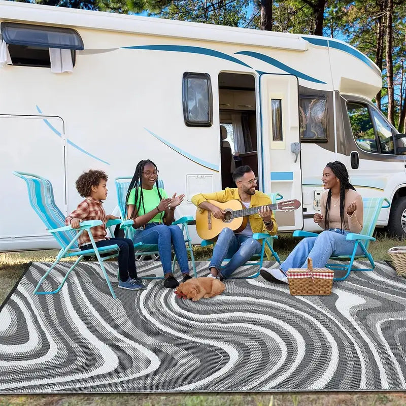Waterproof Outdoor Rug 10x14ft - Reversible UV-Resistant Camping & Picnic Mat