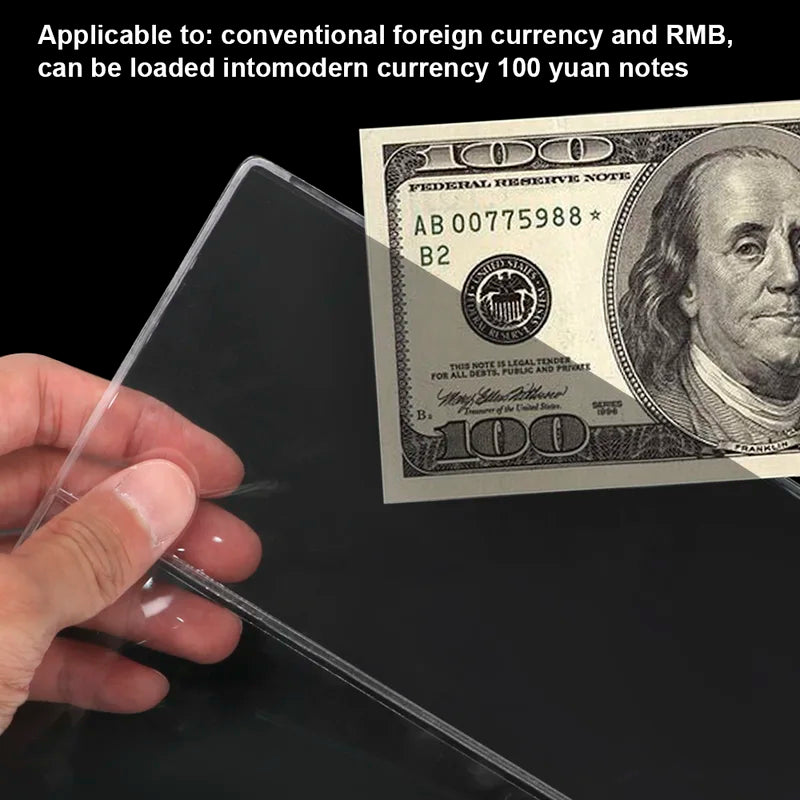 5PCS Transparent Loose Leaf Banknote Holder Sheets - 3 Slot Paper Money Album